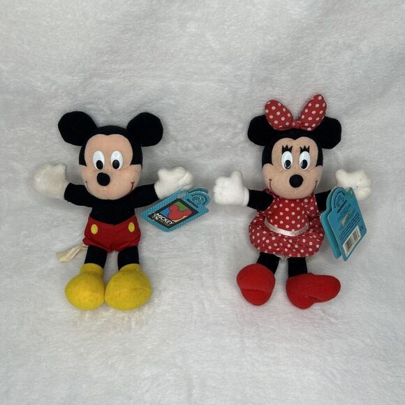 Disney Mickey Mouse and Minnie Mouse Plush Set of 2 9" By Applause - Picture 1 of 7
